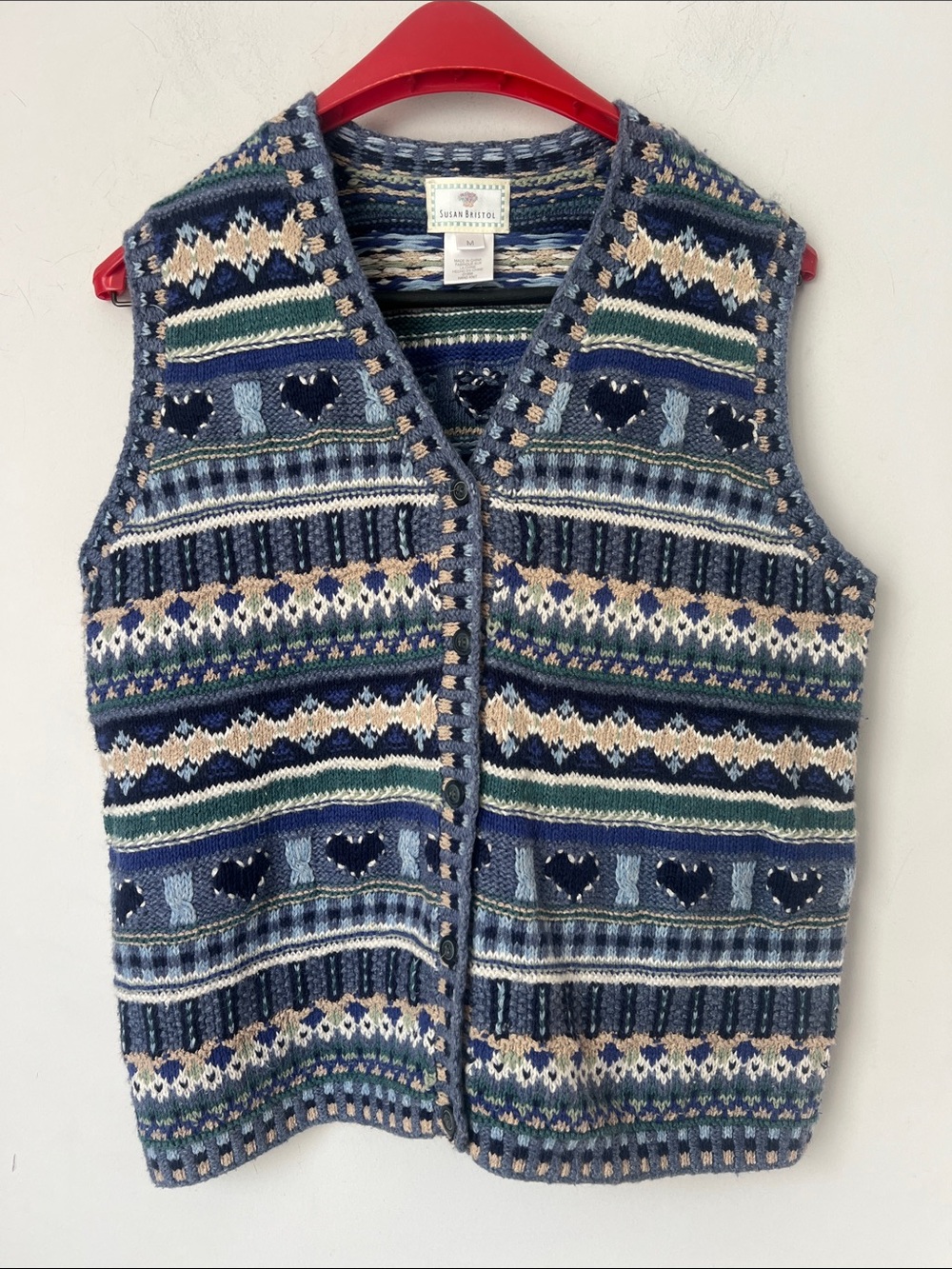 Vintage 90s Cottagecore Susan Bristol Fair Isle Sweater Vest Sz M 🟩
